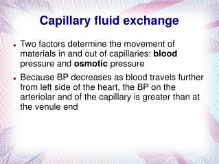 Capillary fluid exchange