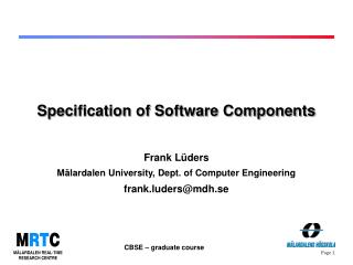 Specification of Software Components