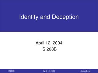 Identity and Deception