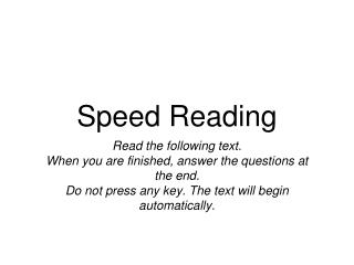 Speed Reading