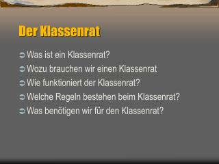 Der Klassenrat