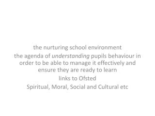 the nurturing school environment