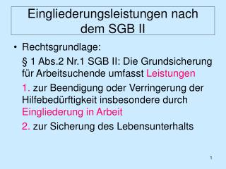 Eingliederungsleistungen nach dem SGB II