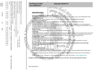 Butlleta d’inscripció P3 (Retallar per la línia de punts)