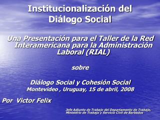 Institucionalización del Diálogo Social