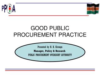 GOOD PUBLIC PROCUREMENT PRACTICE