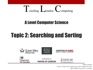 A Level Computer Science Topic 2: Searching and Sorting