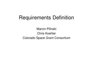 Requirements Definition