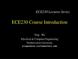 ECE230 Course Introduction