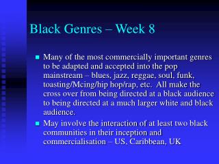 Black Genres – Week 8