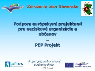 Podpora európskymi projektami pre neziskové organizácie a občanov – PEP Projekt