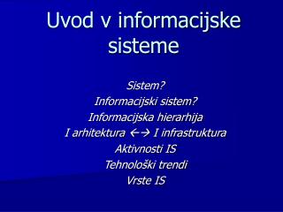 Uvod v informacijske sisteme