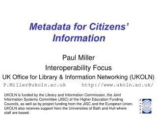 Metadata for Citizens’ Information