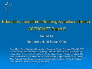 Education, recruitment/training &amp; public outreach ASTRONET Panel E