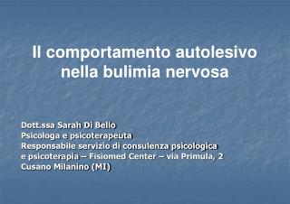 Il comportamento autolesivo nella bulimia nervosa