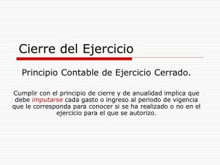 Cierre del Ejercicio