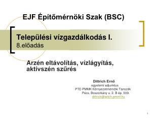 Települési vízgazdálkodás I. 8.előadás
