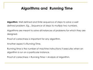 Algorithms and Running Time