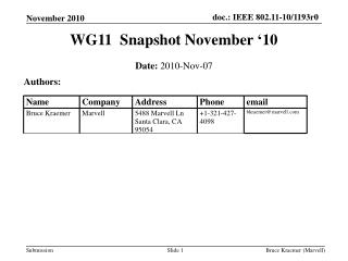WG11 Snapshot November ‘10