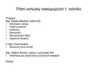 Třídní schůzky nastupujících 1. ročníků