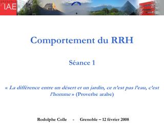 Comportement du RRH Séance 1