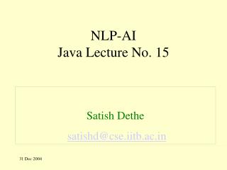 NLP-AI Java Lecture No. 15