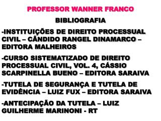 PROFESSOR WANNER FRANCO BIBLIOGRAFIA
