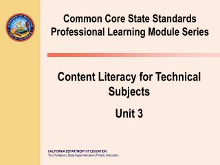 Common Core State Standards Professional Learning Module Series