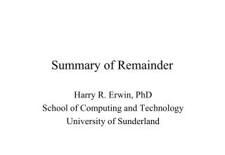 Summary of Remainder