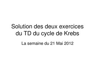 Solution des deux exercices du TD du cycle de Krebs