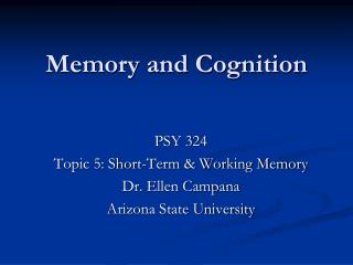 Memory and Cognition