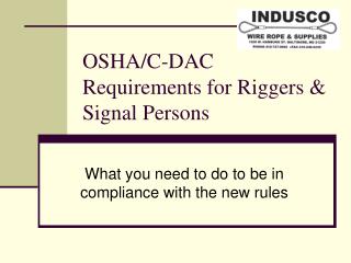 OSHA/C-DAC Requirements for Riggers & Signal Persons