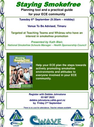 Tuesday 6 th September (9:30am – midday) Venue To Be Advised, Timaru