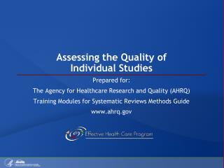 Assessing the Quality of Individual Studies