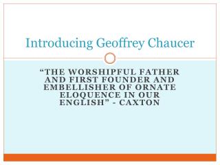 Introducing Geoffrey Chaucer