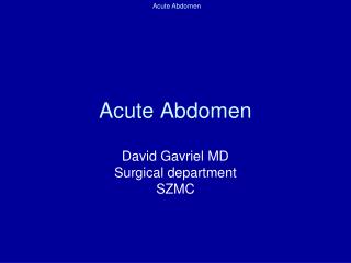 Acute Abdomen