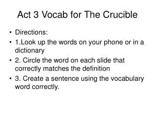 Act 3 Vocab for The Crucible