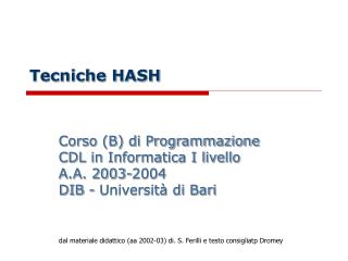 Tecniche HASH