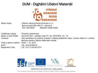 DUM - Digitální Učební Materiál