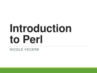 Introduction to Perl