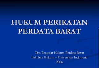 HUKUM PERIKATAN PERDATA BARAT