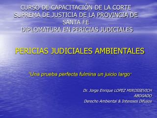 PERICIAS JUDICIALES AMBIENTALES “Una prueba perfecta fulmina un juicio largo ”