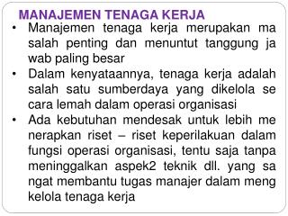 MANAJEMEN TENAGA KERJA