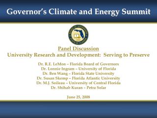 Panel Discussion University Research and Development: Serving to Preserve