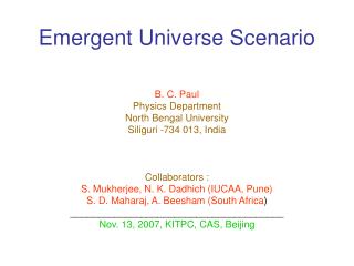 Emergent Universe Scenario