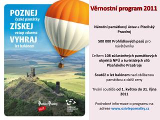 Věrnostní program 2011 Národní památkový ústav a Plzeňský Prazdroj