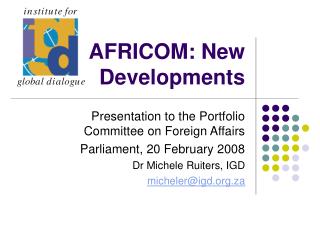 AFRICOM: New Developments
