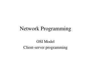 Network Programming