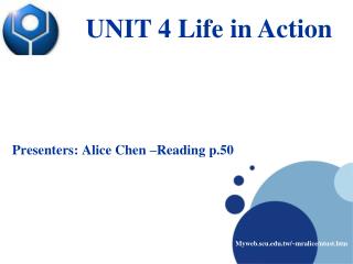 Presenters: Alice Chen –Reading p.50