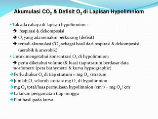 Akumulasi CO 2 &amp; Defisit O 2 di Lapisan Hypolimniom